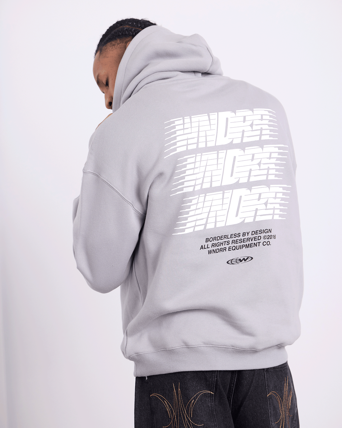 Mens Borderless Hood Sweat Cement Grey - Image 2