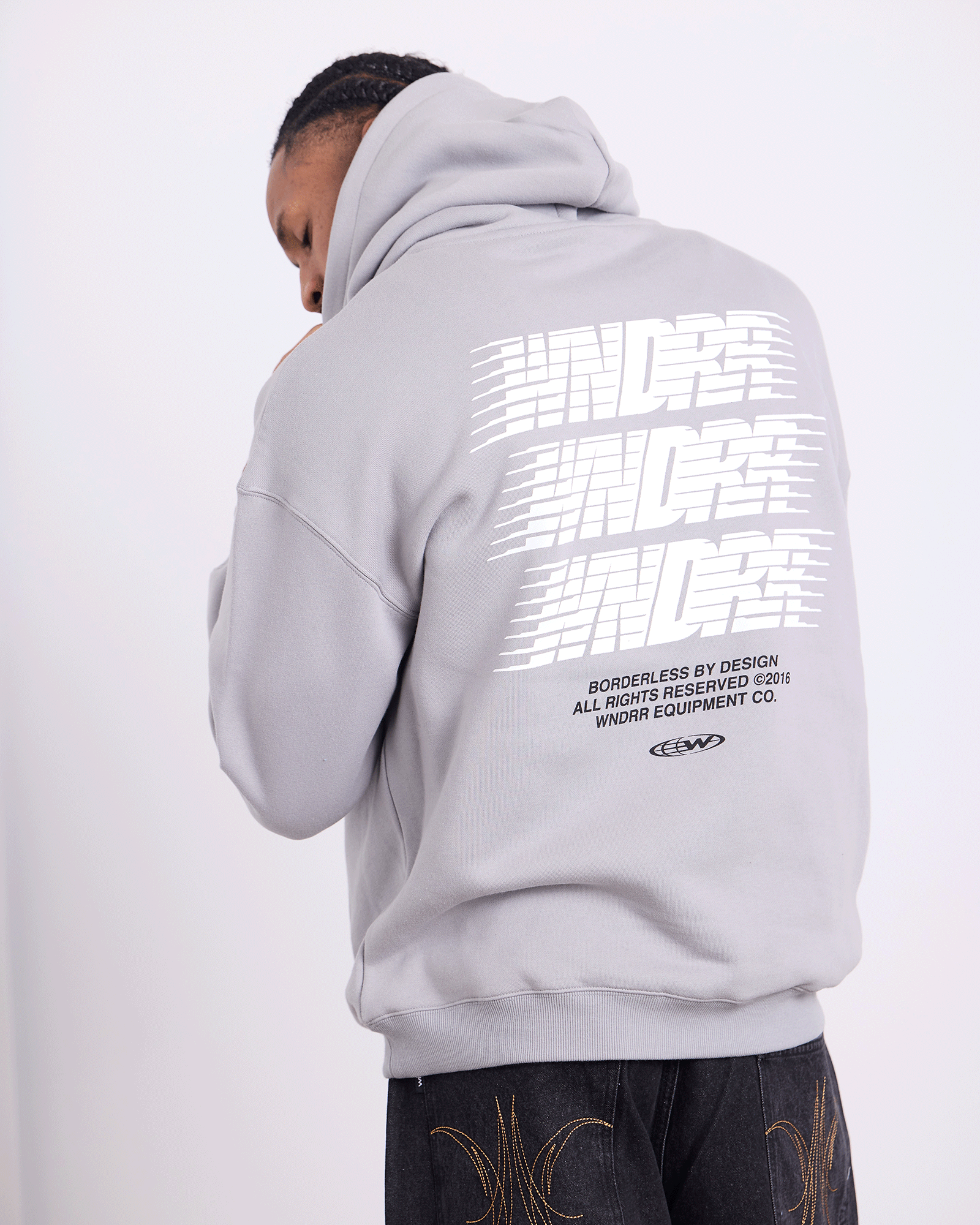 Mens Borderless Hood Sweat Cement Grey - Image 2