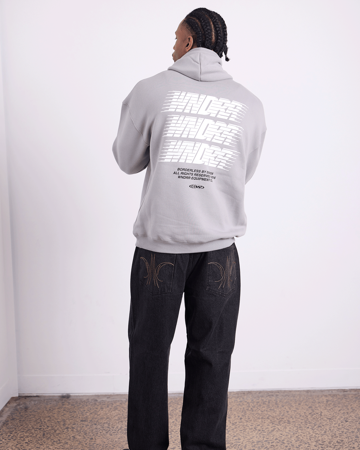 Mens Borderless Hood Sweat Cement Grey - Image 6
