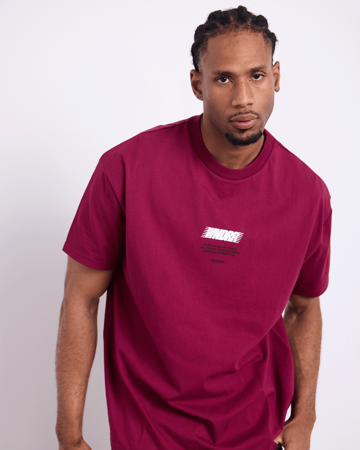 Mens Borderless Box Fit T Shirt Blood Red - Image 4