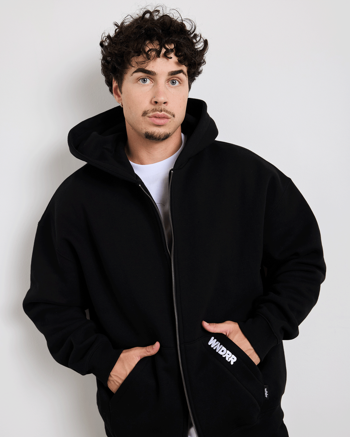 Mens HALO ZIP HOOD Sweater Black - Image 2
