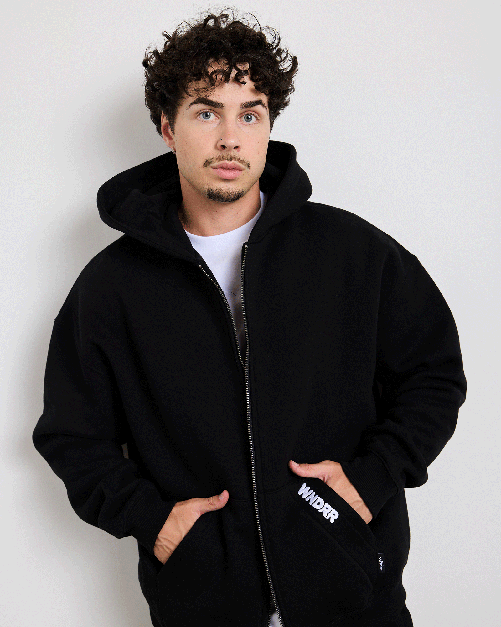 Mens HALO ZIP HOOD Sweater Black - Image 2