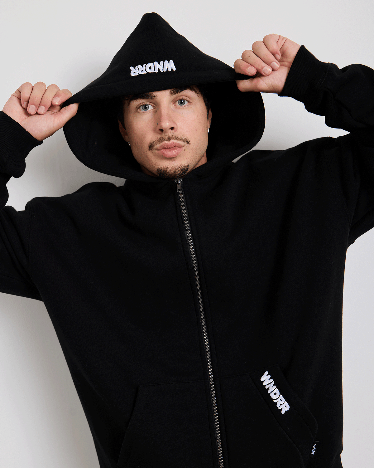 Mens HALO ZIP HOOD Sweater Black - Image 4