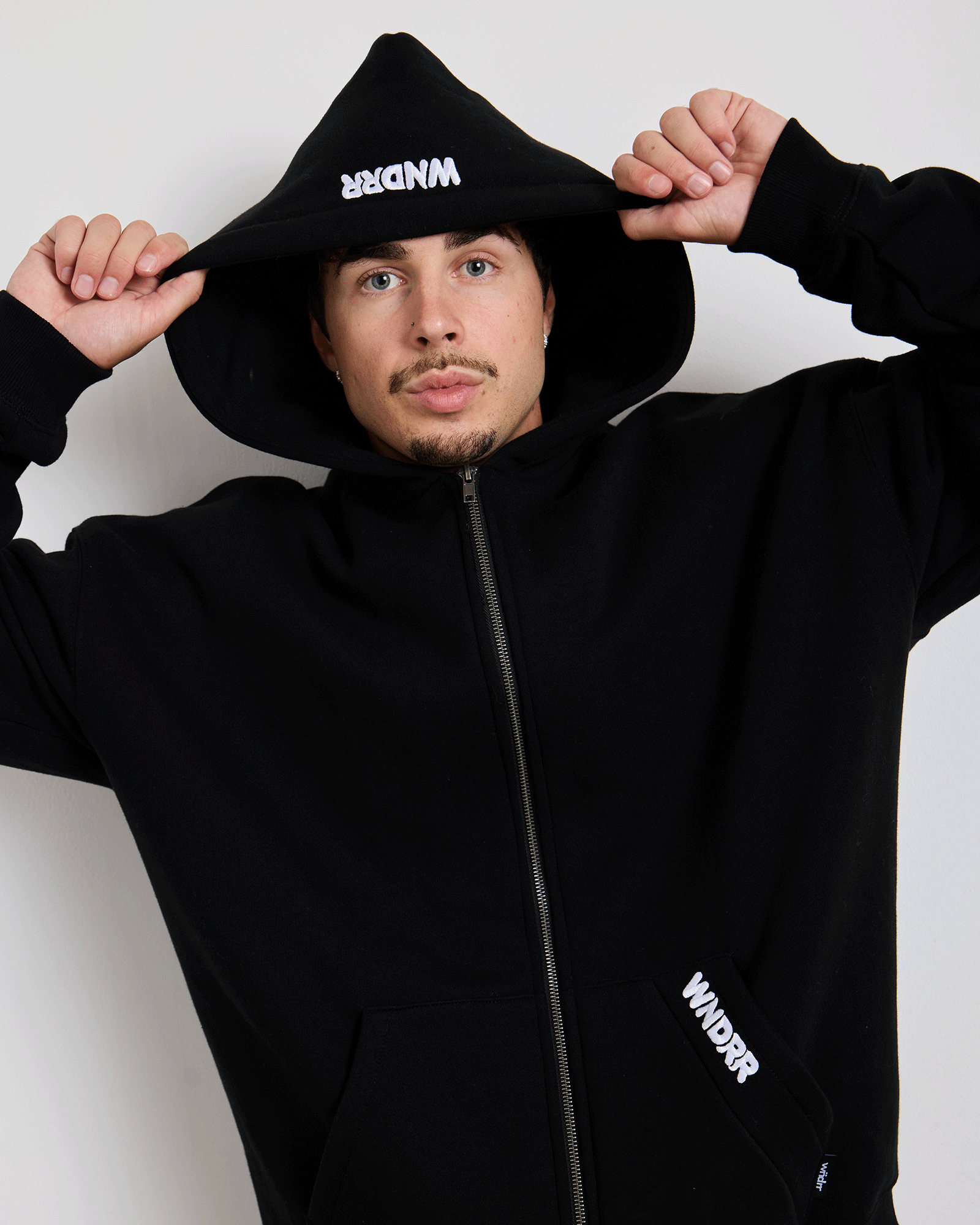 Mens HALO ZIP HOOD Sweater Black - Image 4