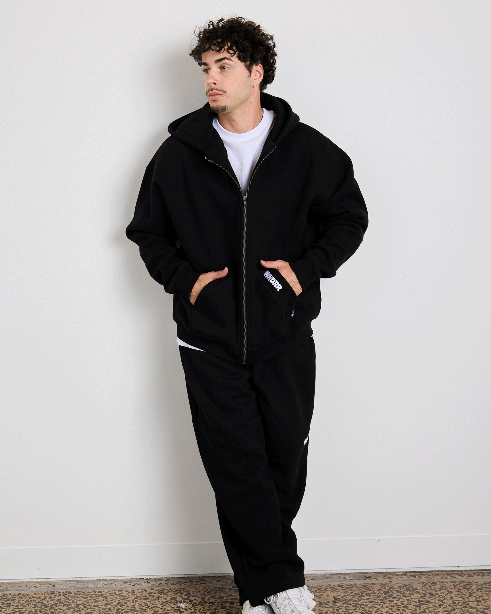 Mens HALO ZIP HOOD Sweater Black - Image 5