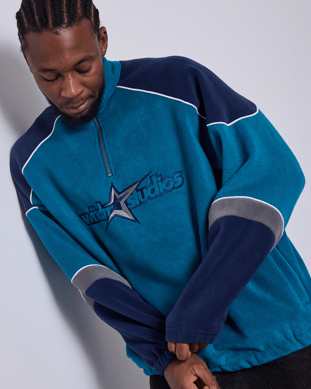 Mens STXR 1/4 Zip Polar Fleece Casual Jacket Storm Blue - Image 6