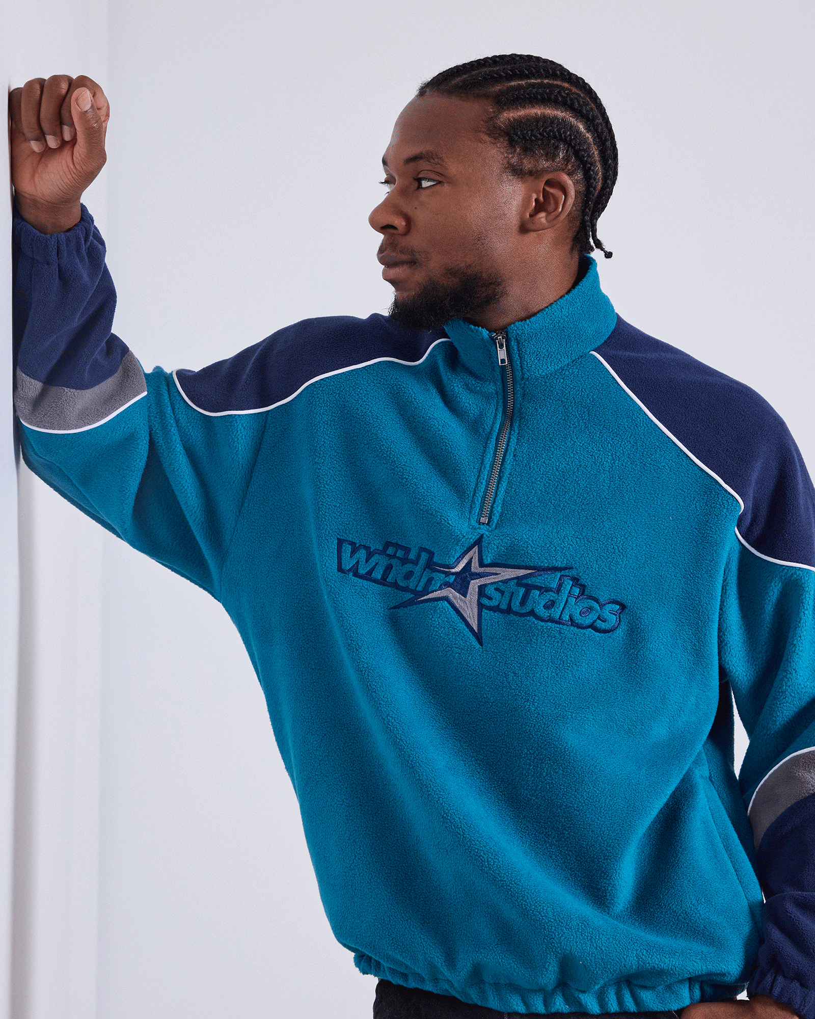 Mens STXR 1/4 Zip Polar Fleece Casual Jacket Storm Blue - Image 2