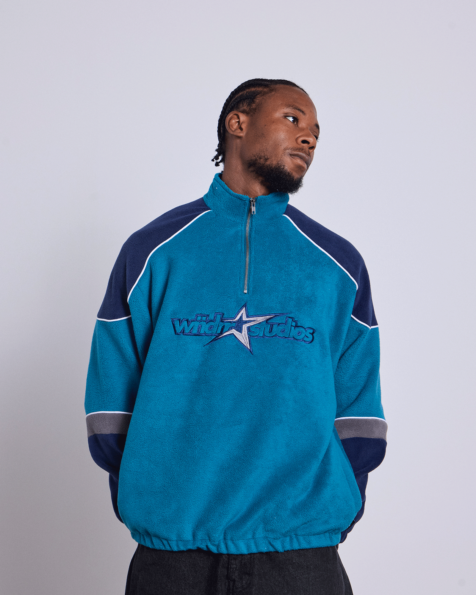 Mens STXR 1/4 Zip Polar Fleece Casual Jacket Storm Blue - Image 4