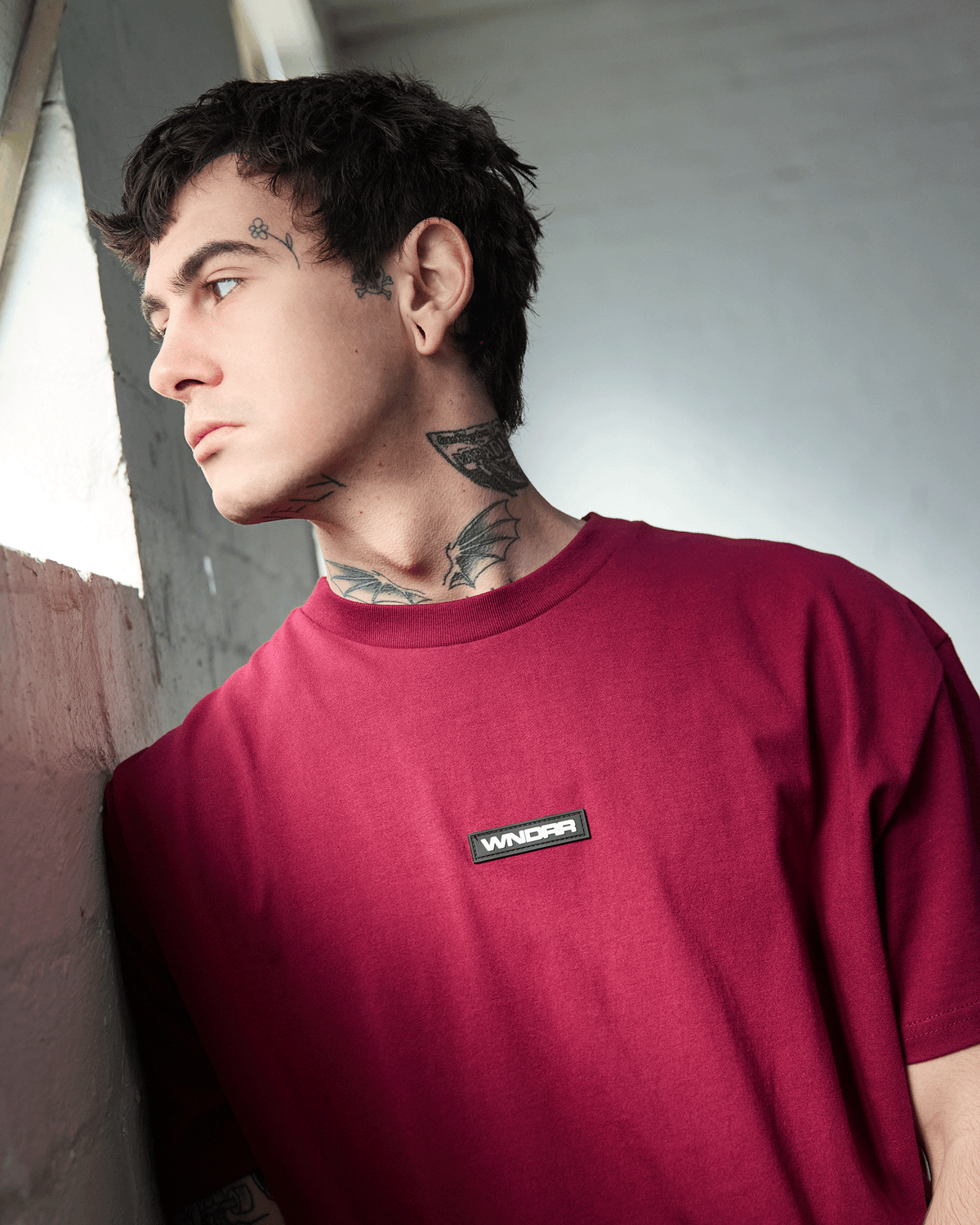 Hex Box Fit Tee - Blood Red