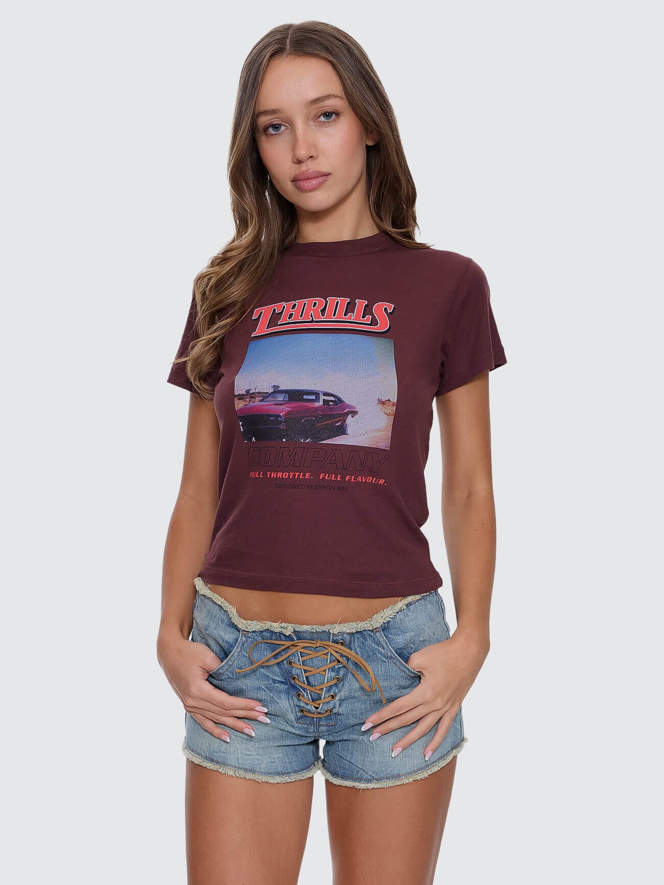 Womens Full Throttle T Shirt Bitter Chocolate - Image 1