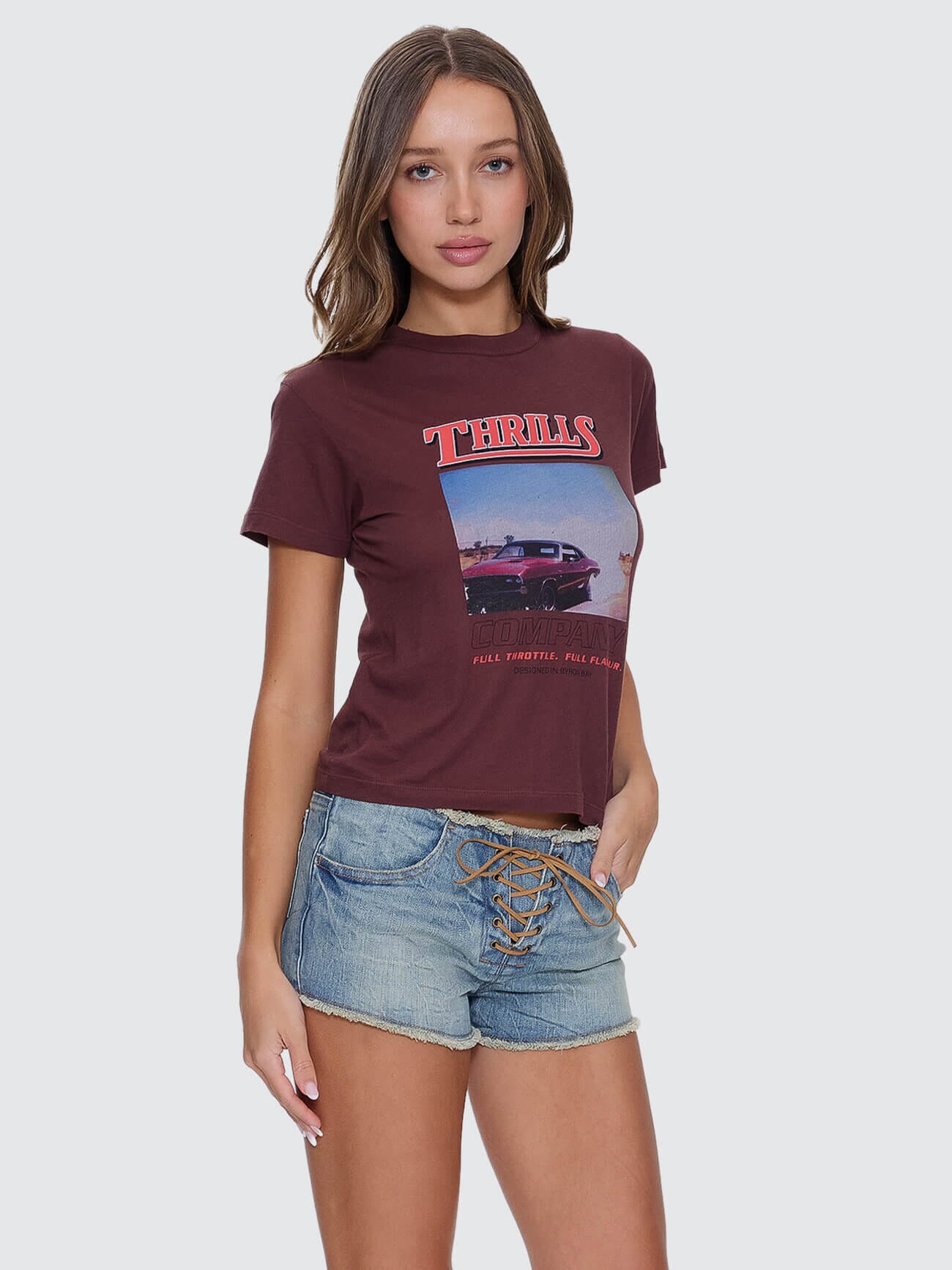 Womens Full Throttle T Shirt Bitter Chocolate - Image 7