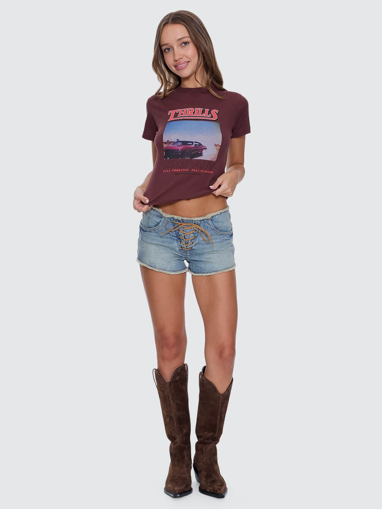 Womens Full Throttle T Shirt Bitter Chocolate - Image 8