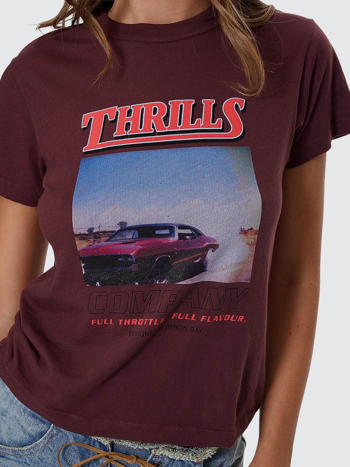Womens Full Throttle T Shirt Bitter Chocolate - Image 2