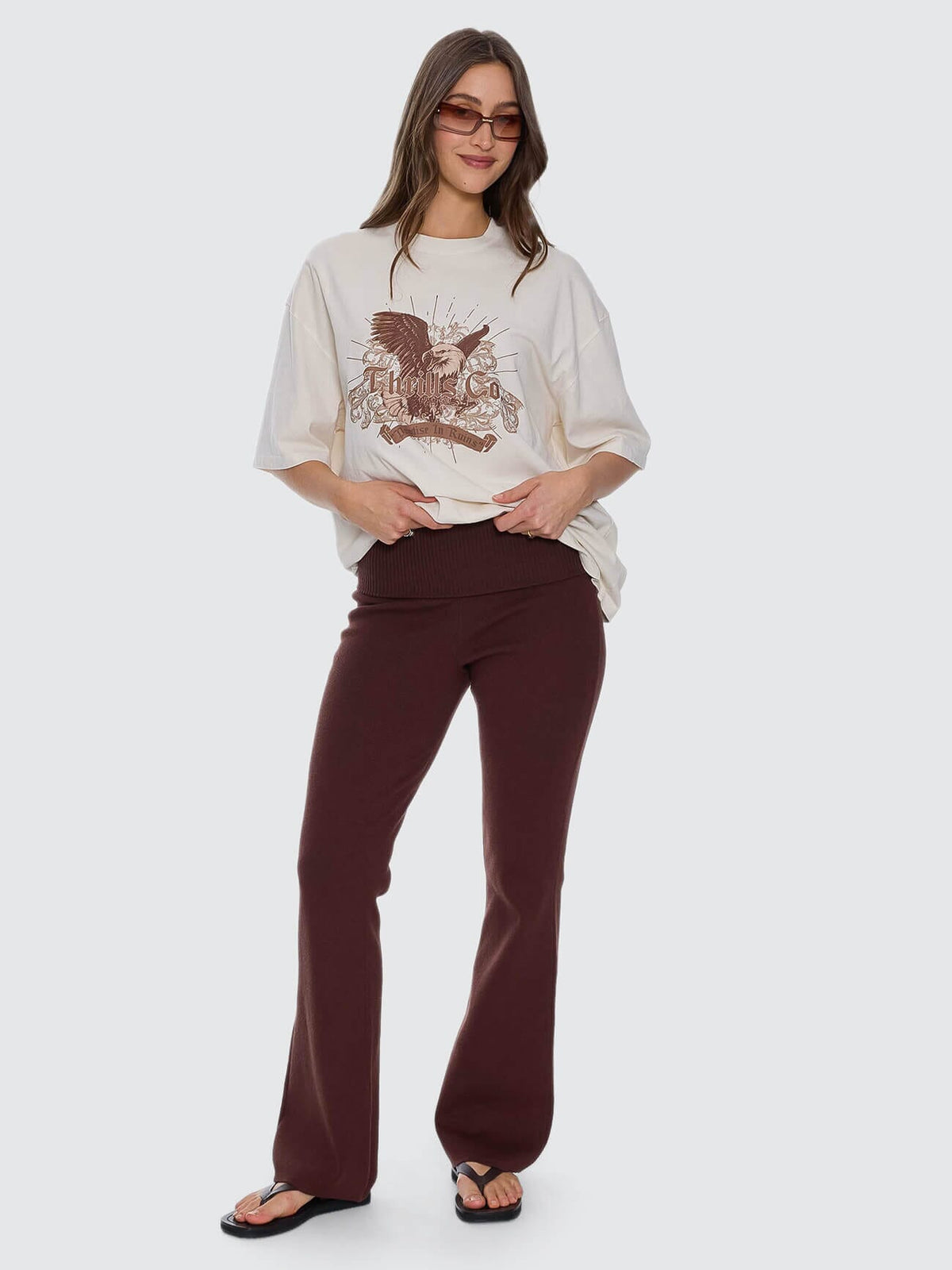Womens Estelle Fold Over Knit Pant Bitter Chocolate - Image 8