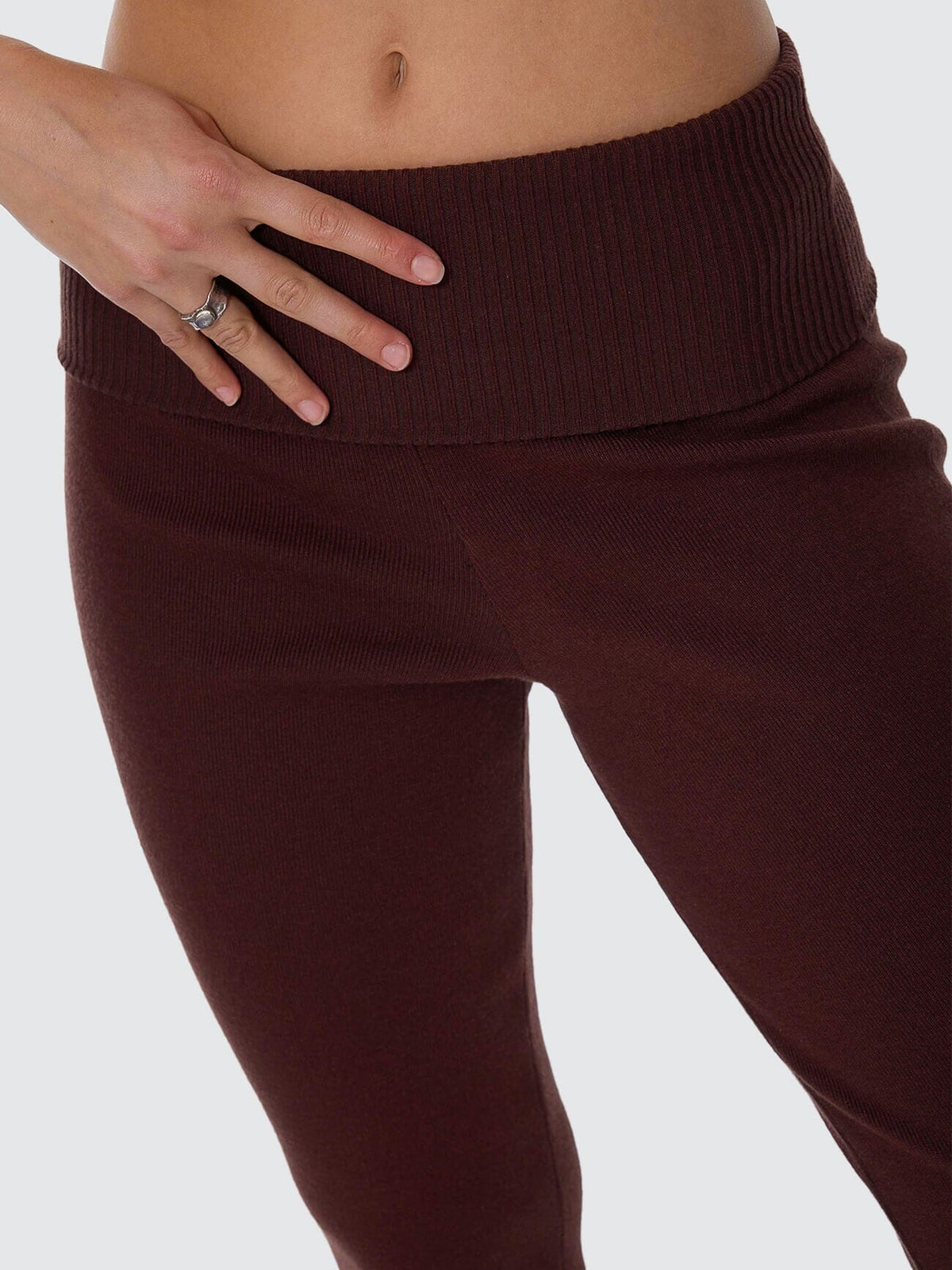 Womens Estelle Fold Over Knit Pant Bitter Chocolate - Image 2