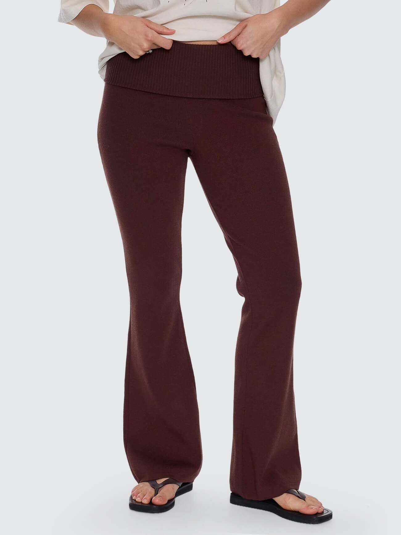 Womens Estelle Fold Over Knit Pant Bitter Chocolate - Image 9