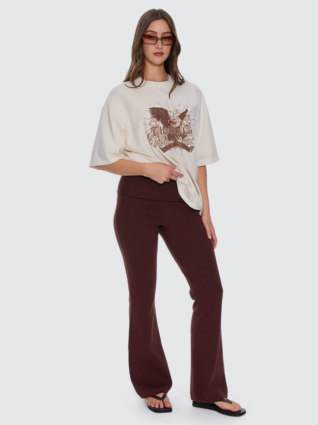 Womens Estelle Fold Over Knit Pant Bitter Chocolate - Image 6