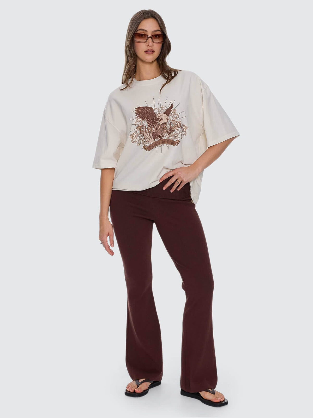 Womens Estelle Fold Over Knit Pant Bitter Chocolate - Image 7