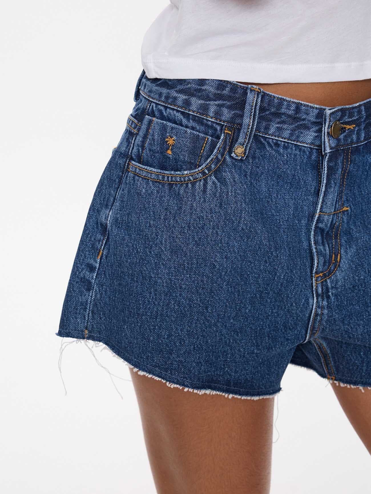 Womens Lola Low Rise Baggy Walk Short Deep Vintage Blue - Image 2