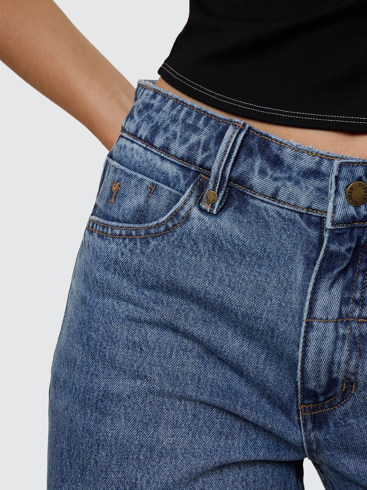 Womens Billie Low Rise Baggy Denim Stone Blue - Image 10