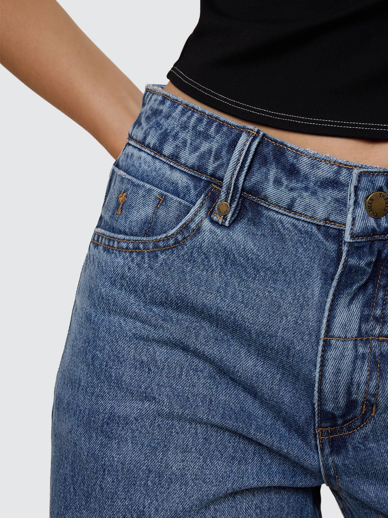 Womens Billie Low Rise Baggy Denim Stone Blue - Image 10