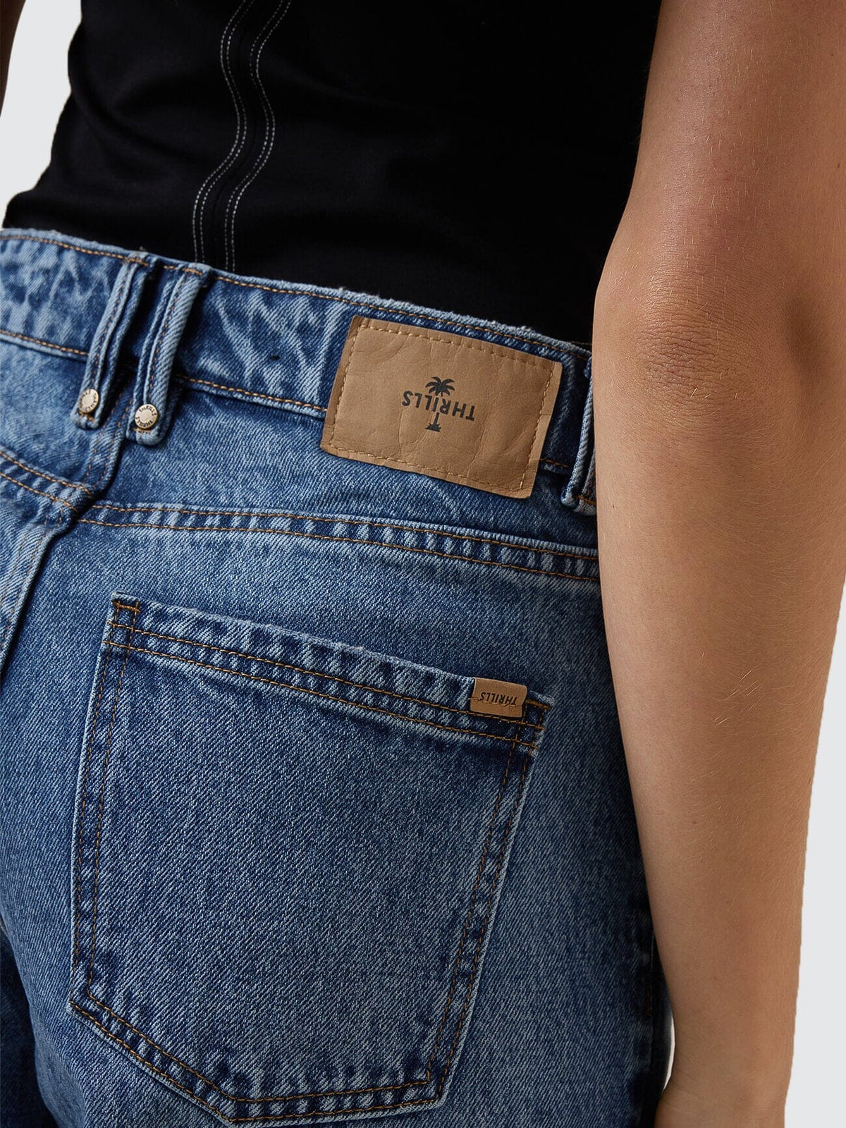 Womens Billie Low Rise Baggy Denim Stone Blue - Image 6