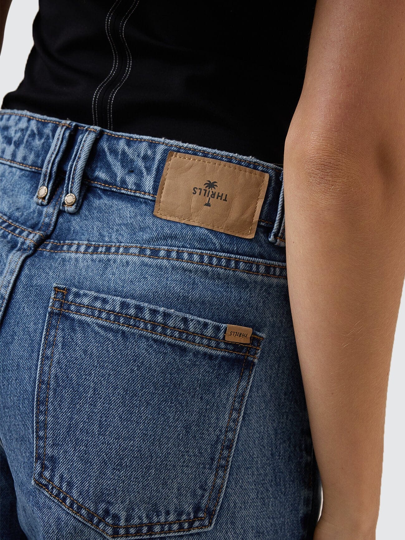 Womens Billie Low Rise Baggy Denim Stone Blue - Image 6