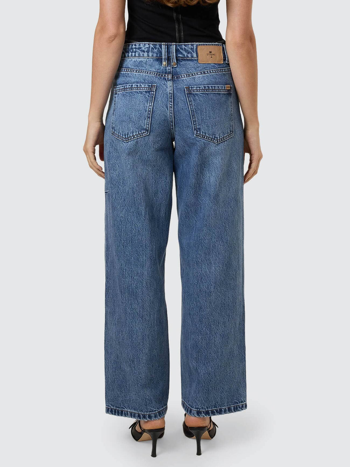 Womens Billie Low Rise Baggy Denim Stone Blue - Image 5