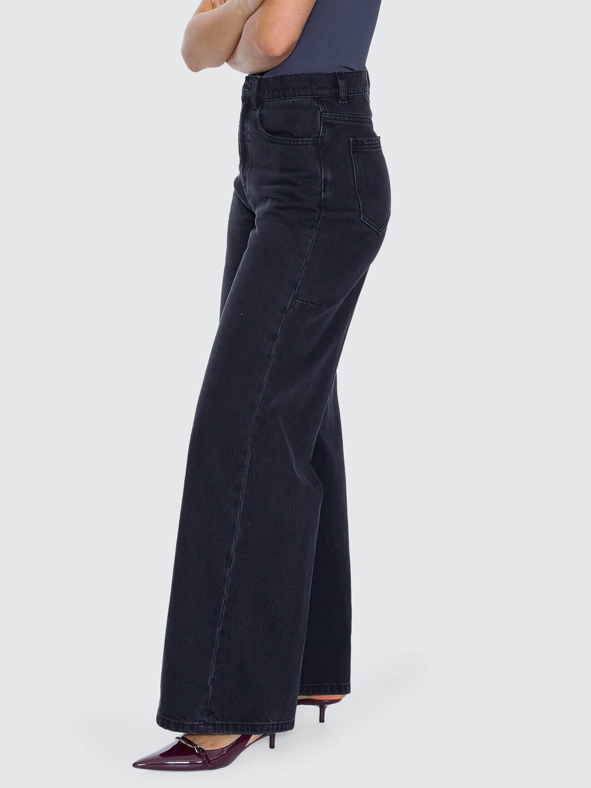 Womens Hunter High Rise Wide Denim Aged Black - Image 3