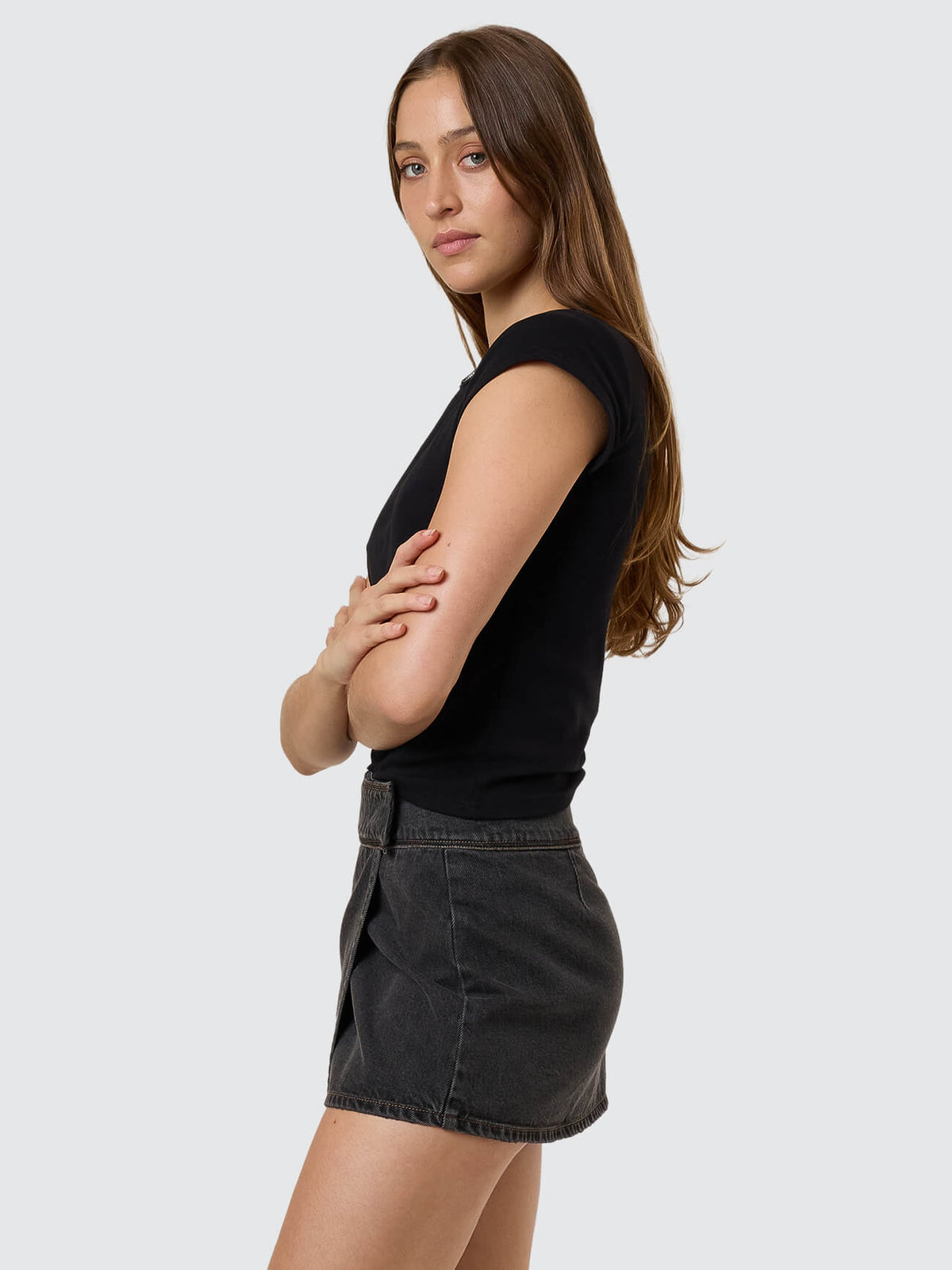 Night Shift Wrap Mini Skirt