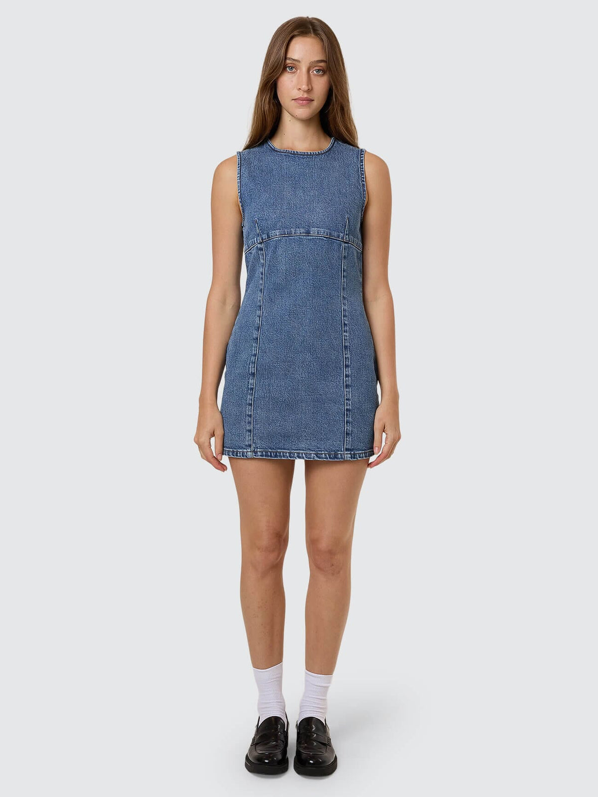 Womens Night Shift Mini Dress Stone Blue - Image 9