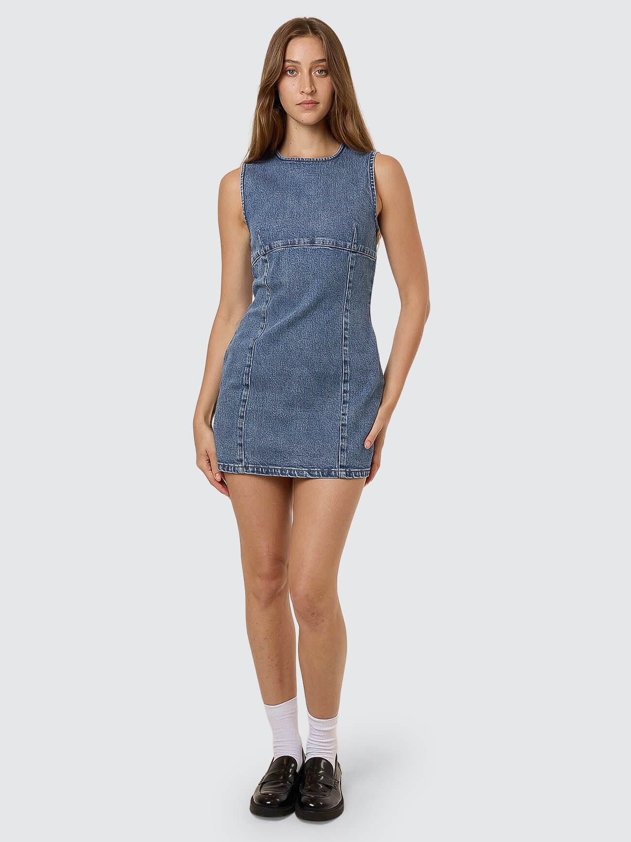 Womens Night Shift Mini Dress Stone Blue - Image 4