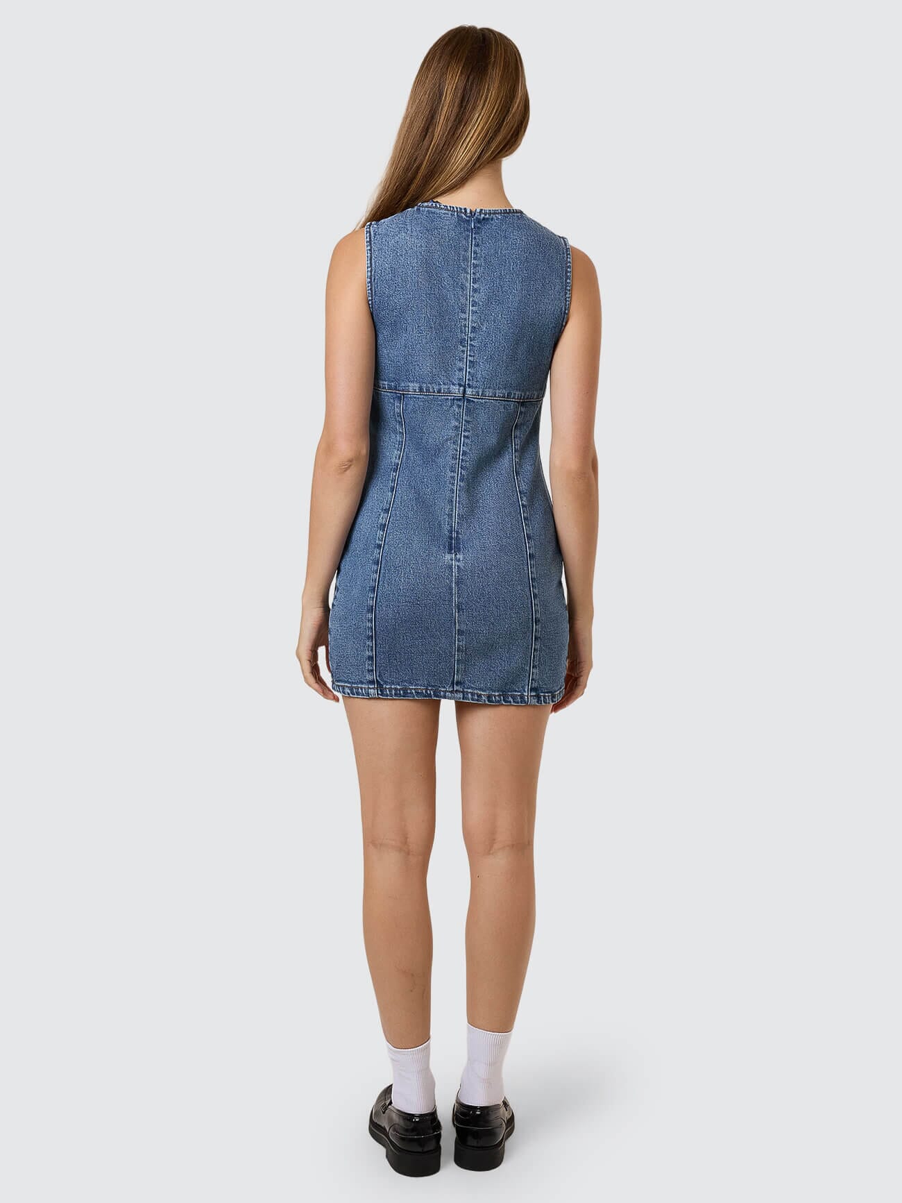Womens Night Shift Mini Dress Stone Blue - Image 6