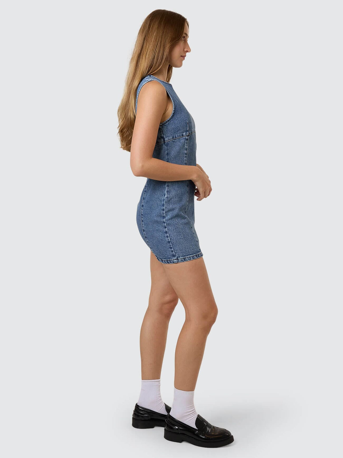 Womens Night Shift Mini Dress Stone Blue - Image 7