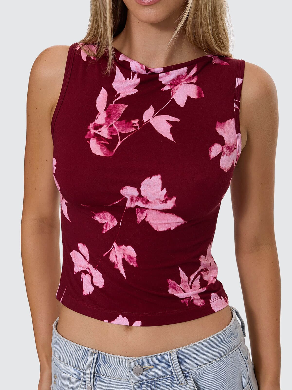 Mens Full Bloom Singlet Pomegranate - Image 1