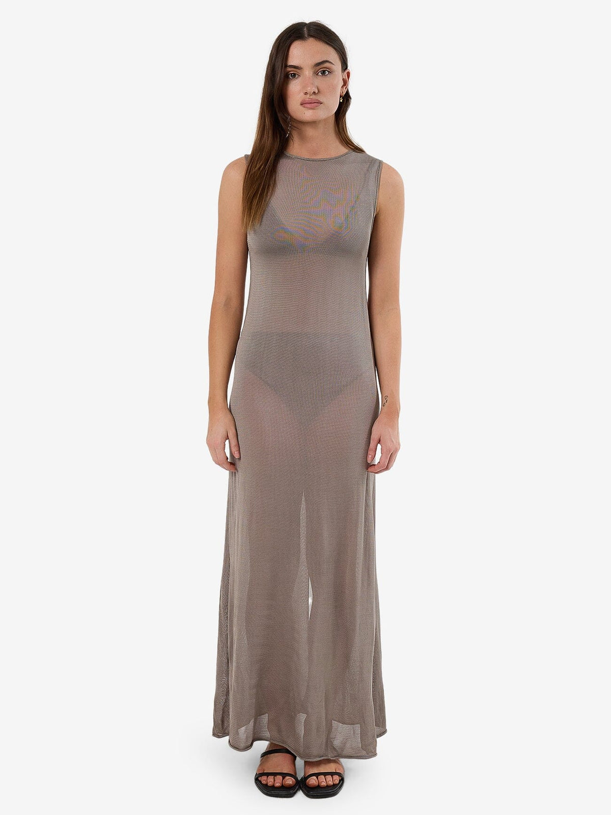 Anais Sleeveless Sheer Knit Dress Fungi - Image 1