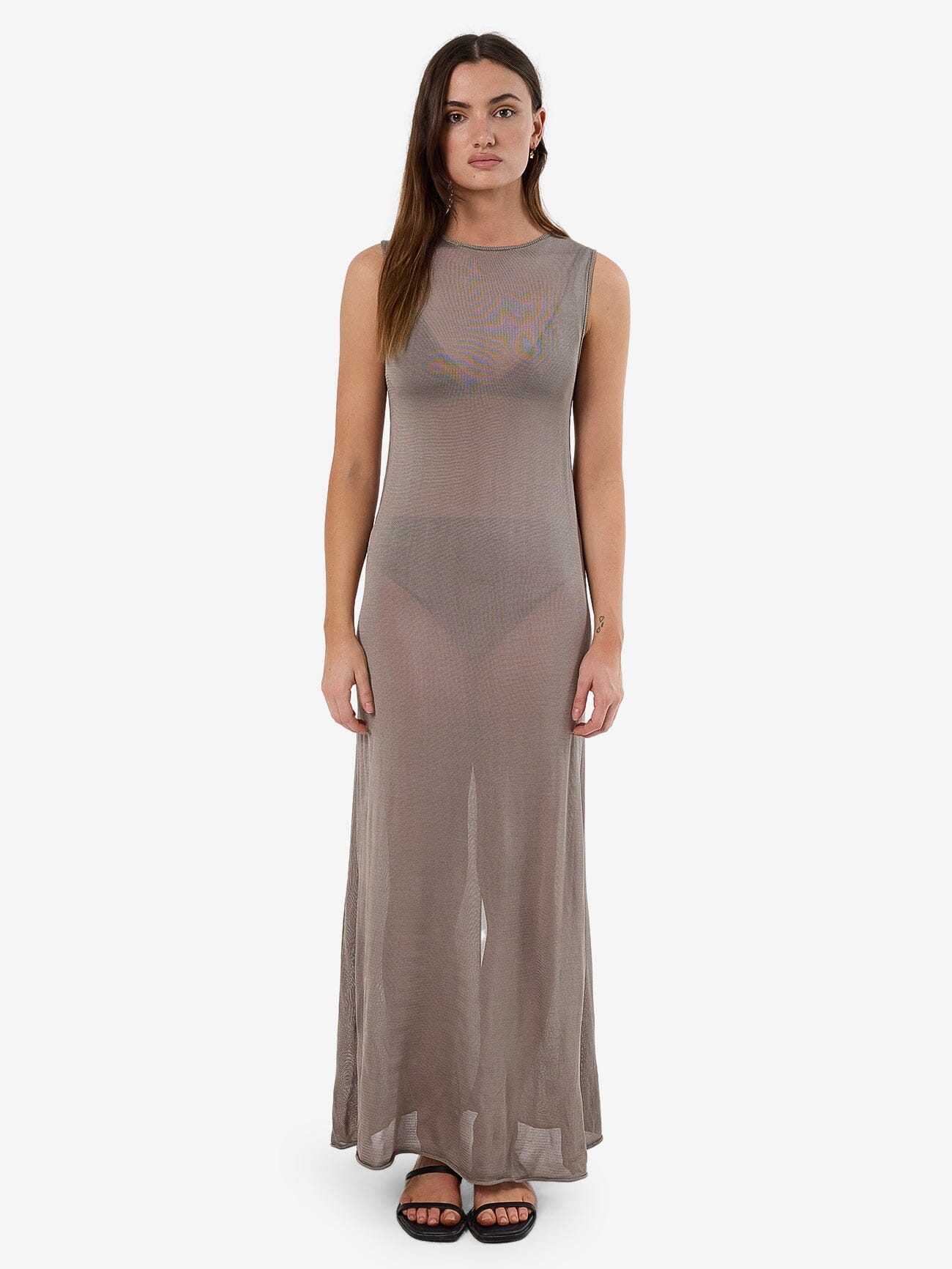 Anais Sleeveless Sheer Knit Dress Fungi - Image 1