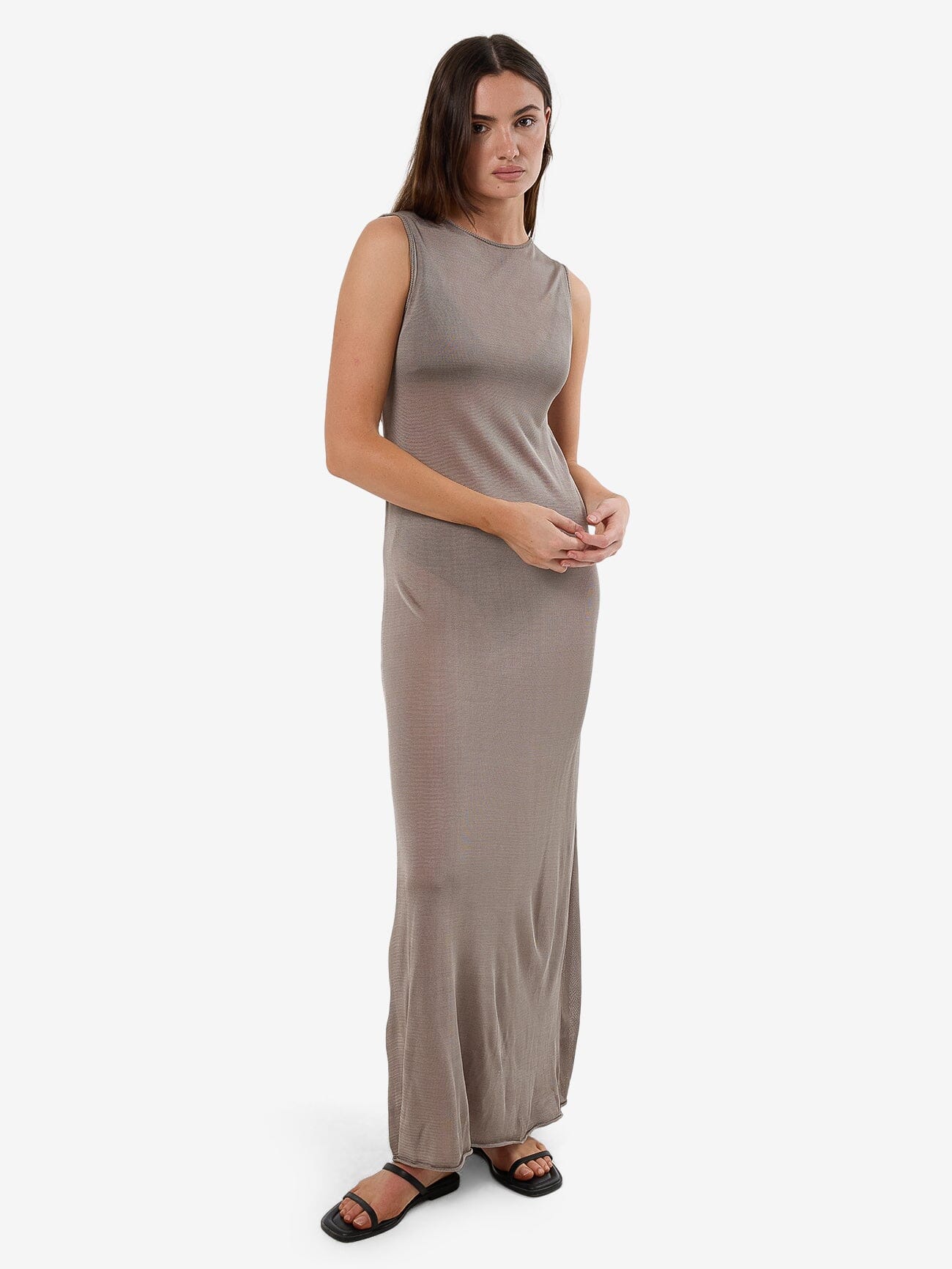 Anais Sleeveless Sheer Knit Dress Fungi - Image 4