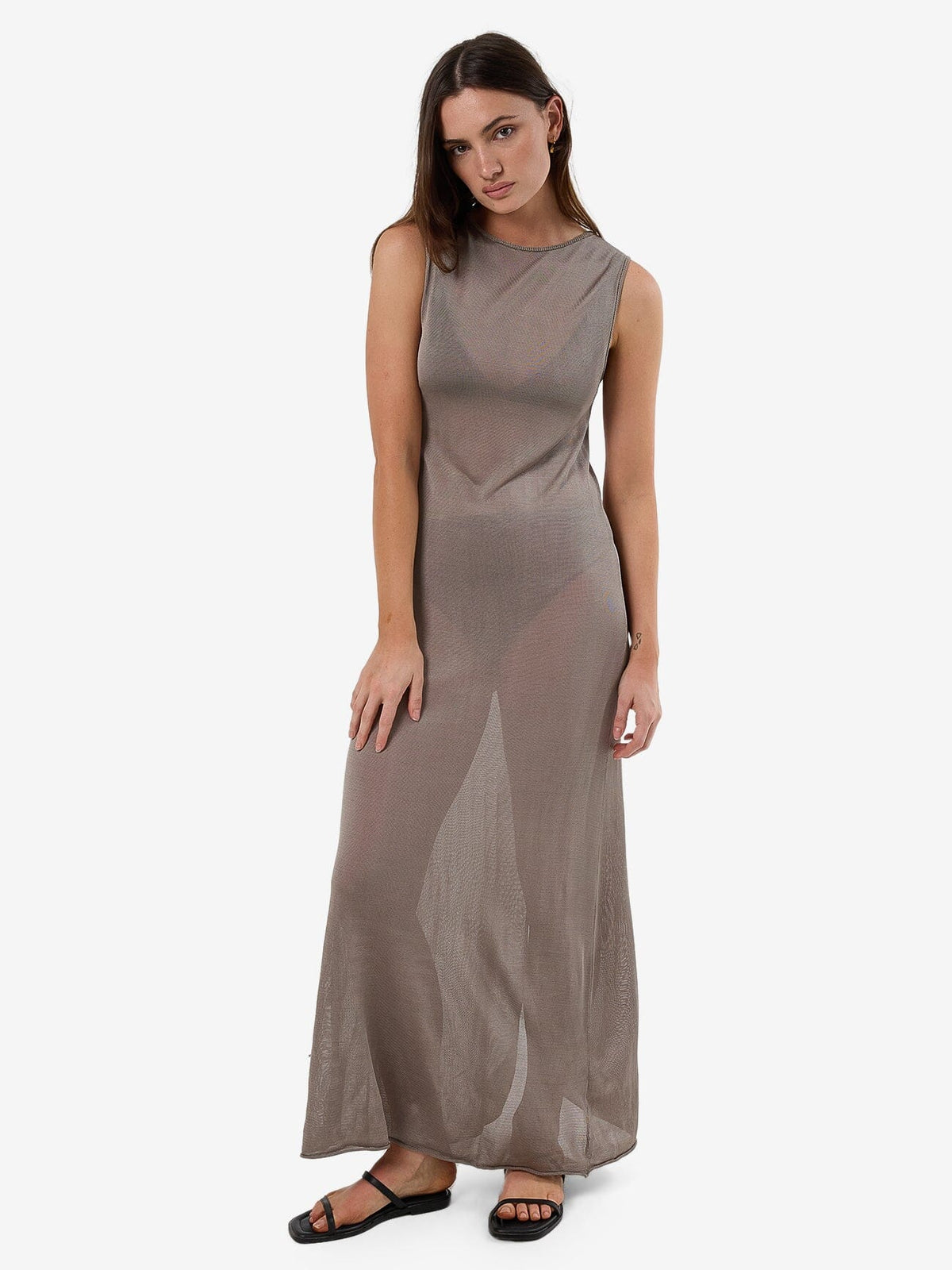 Anais Sleeveless Sheer Knit Dress Fungi - Image 6