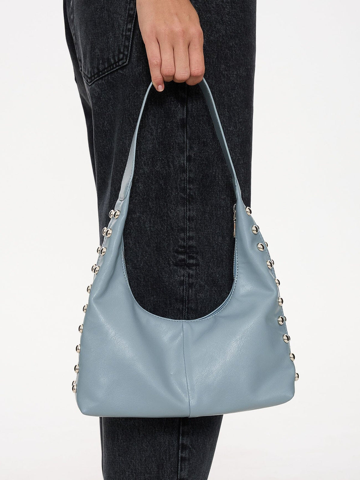 Wild Side Studded Mini Shoulder Bag Dark Grey Blue - Image 6