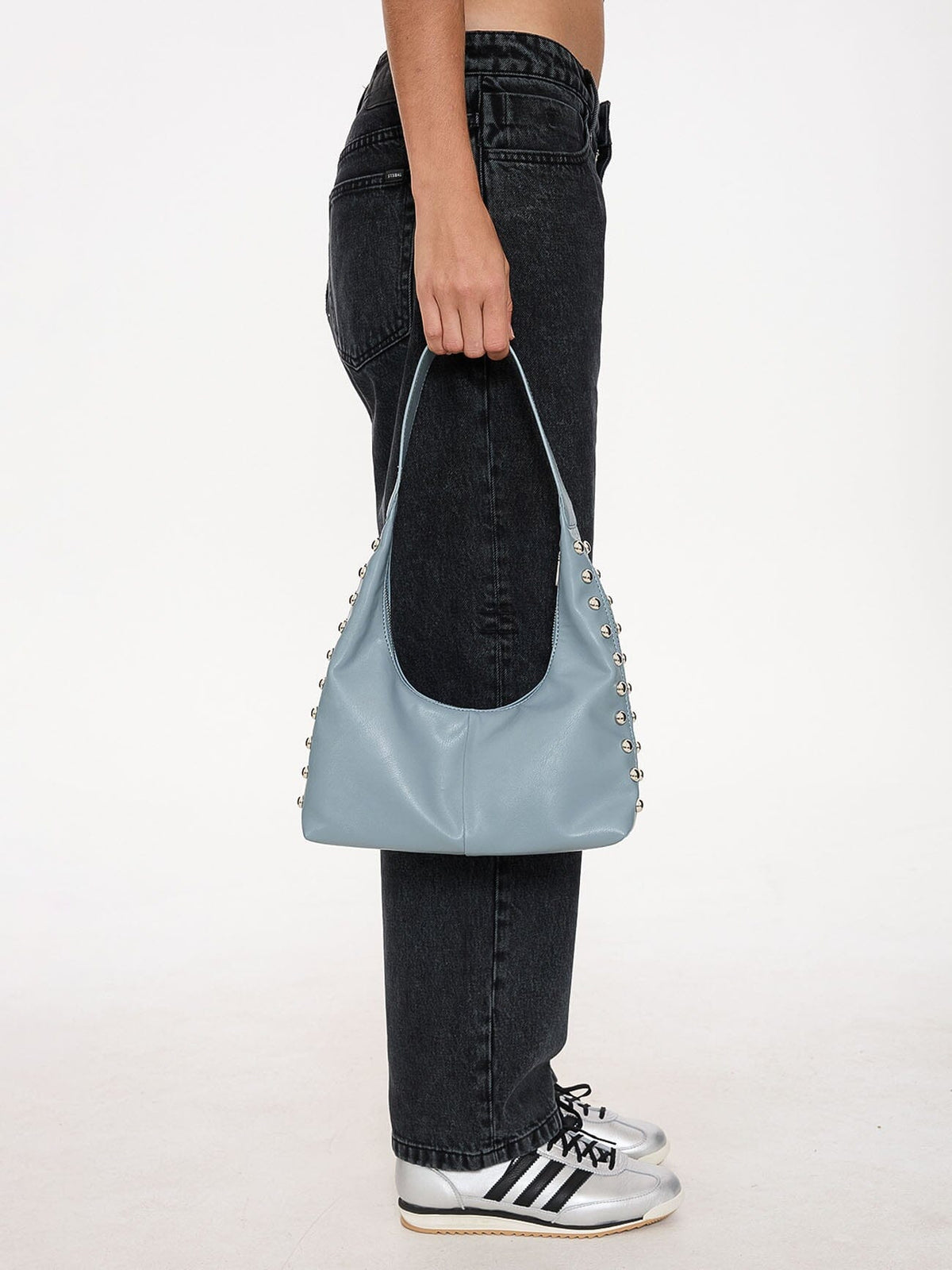 Wild Side Studded Mini Shoulder Bag Dark Grey Blue - Image 7