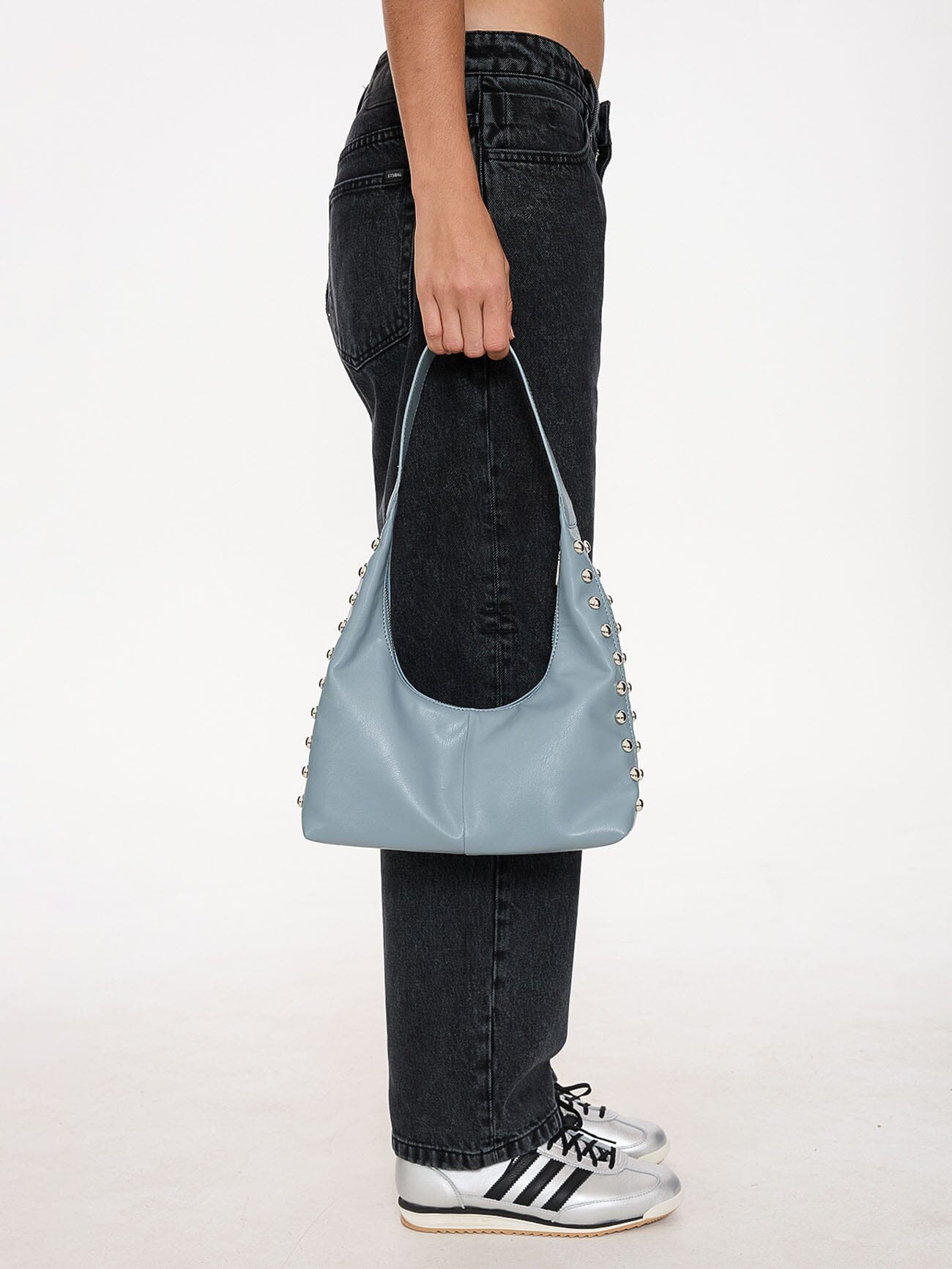 Wild Side Studded Mini Shoulder Bag Dark Grey Blue - Image 7