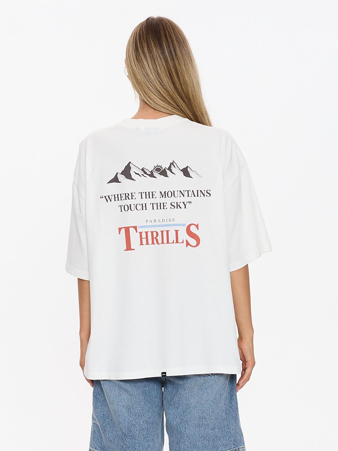 Womens Touch The Sky T Shirt Dirty White - Image 4