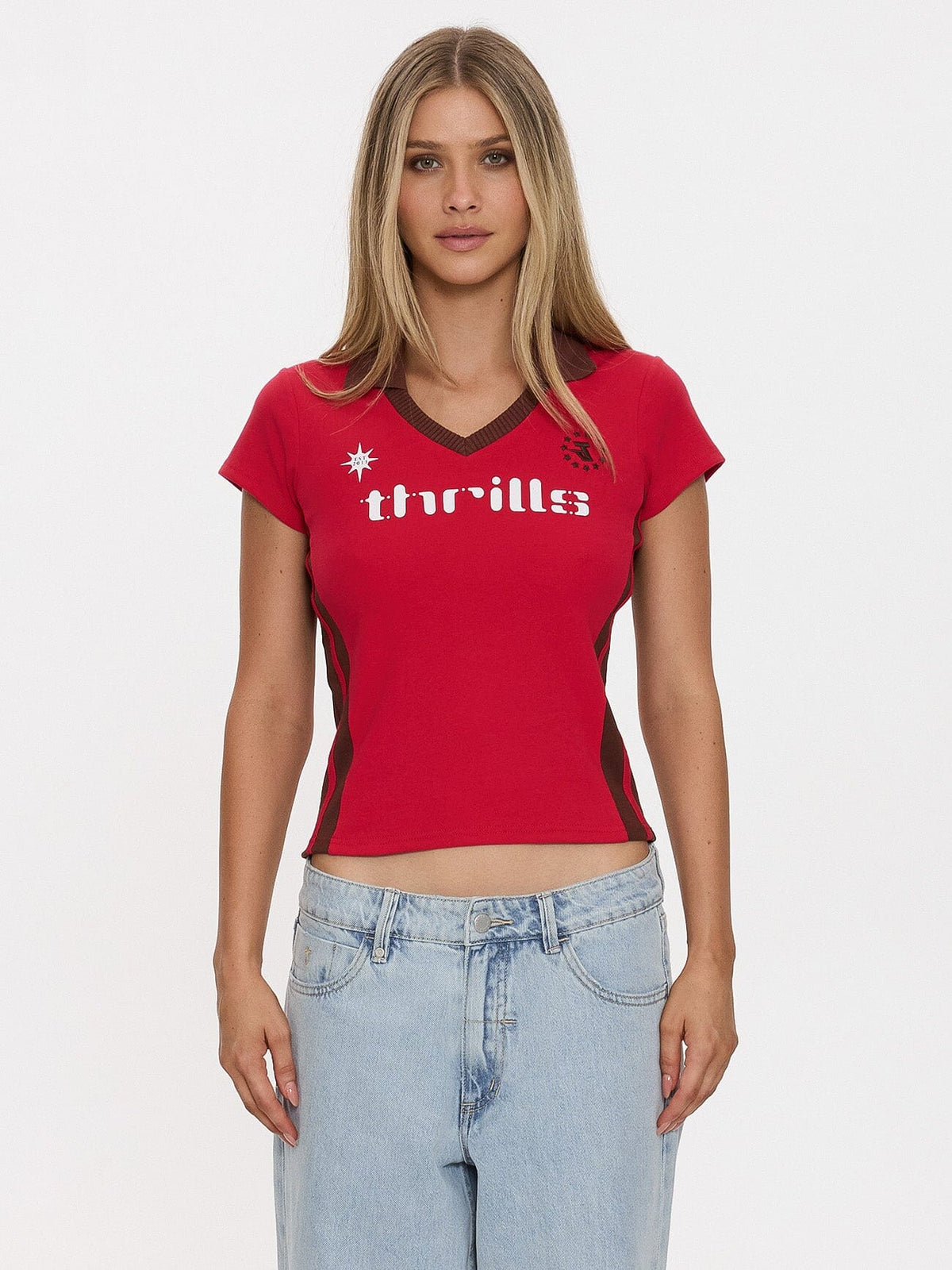 Womens Hot Shot Polo Club T Shirt Cherry - Image 7
