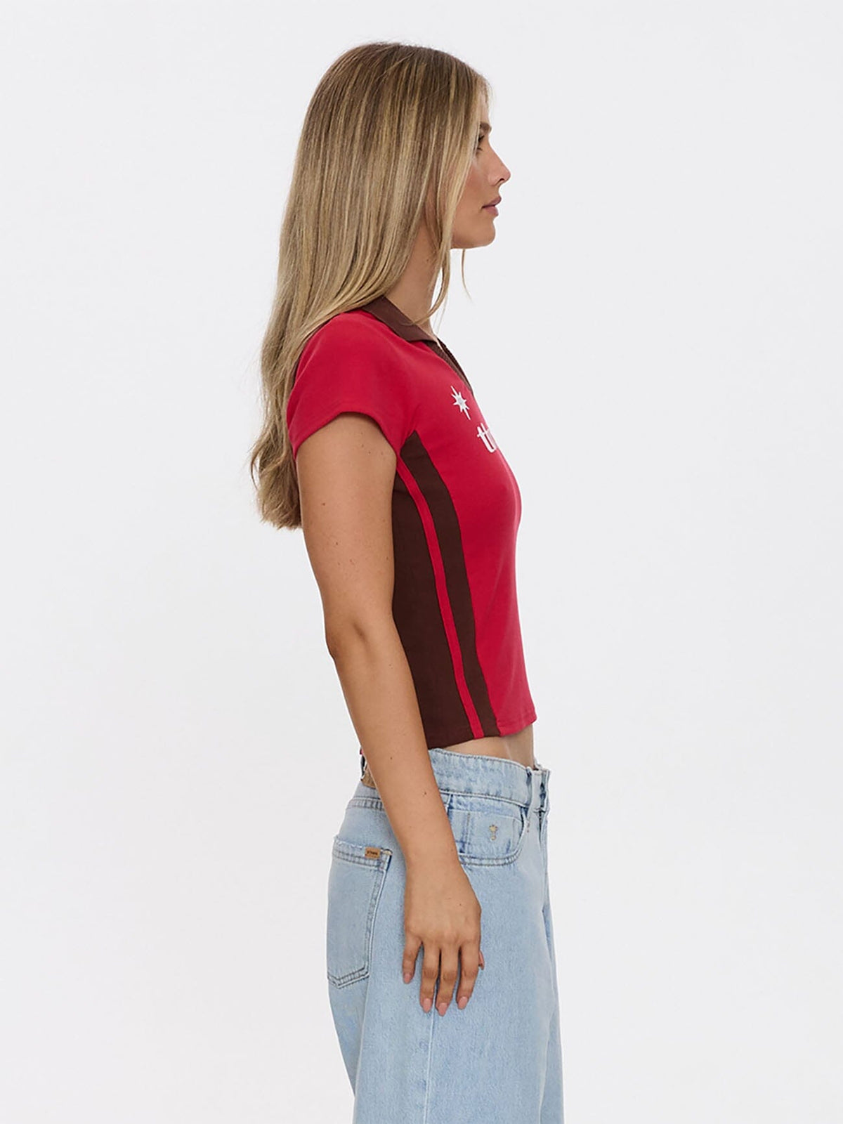 Womens Hot Shot Polo Club T Shirt Cherry - Image 5