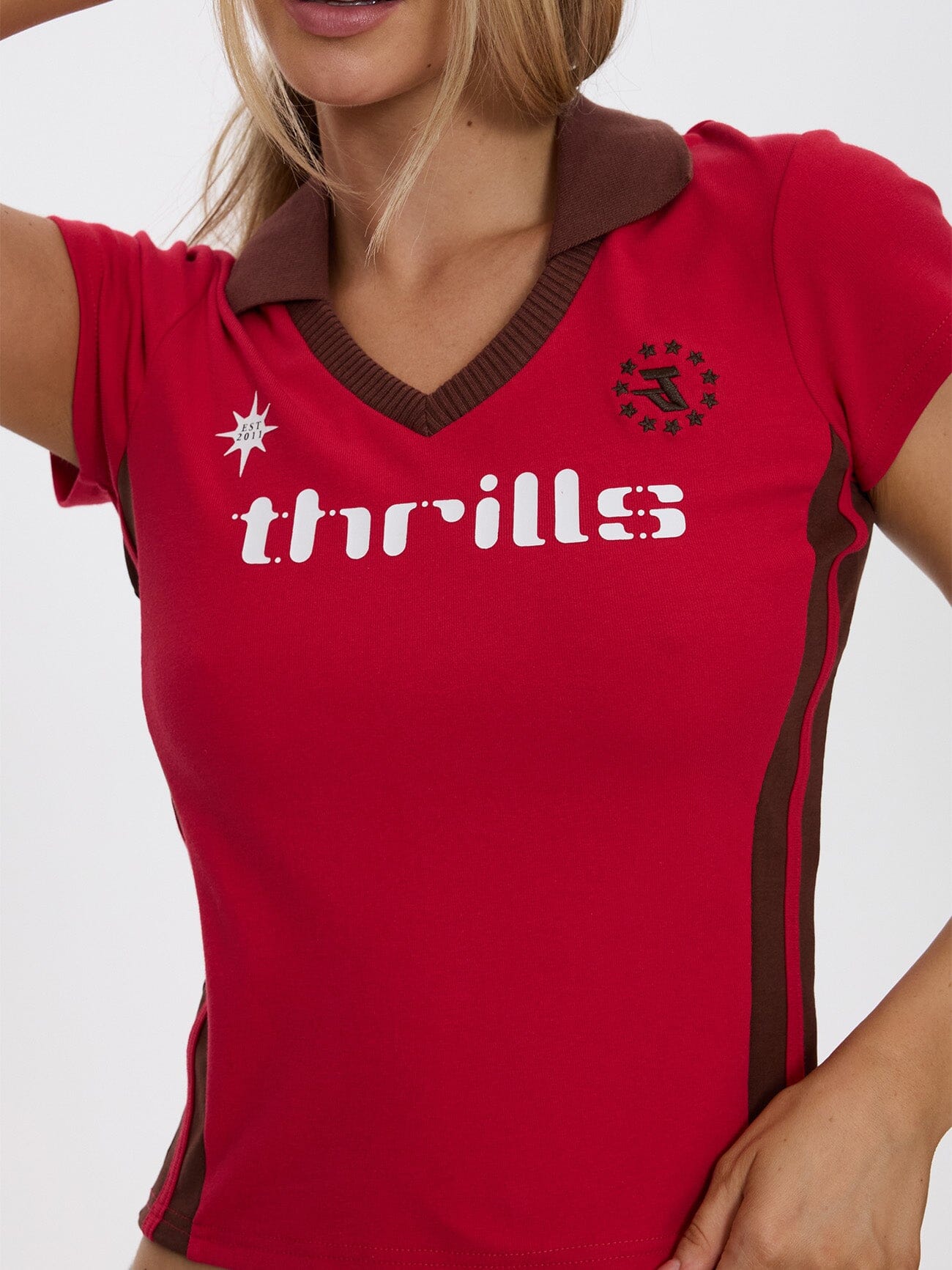 Womens Hot Shot Polo Club T Shirt Cherry - Image 6