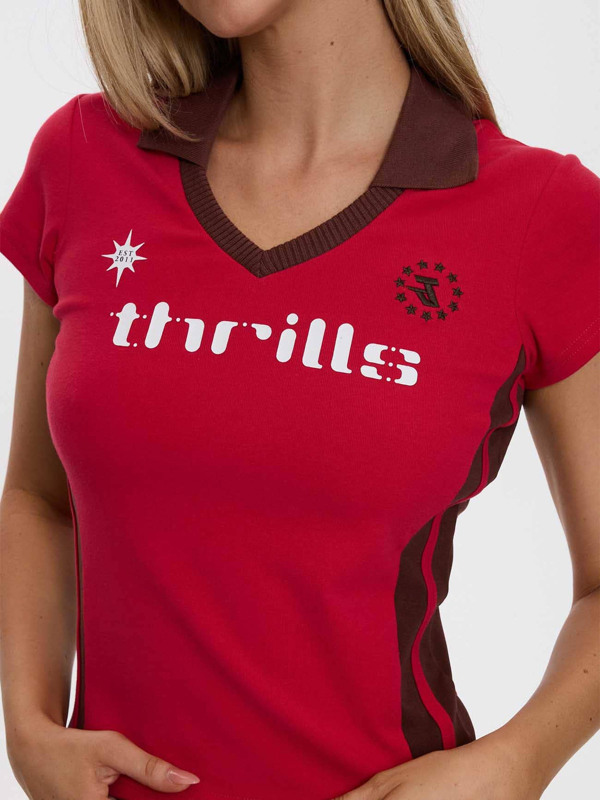 Womens Hot Shot Polo Club T Shirt Cherry - Image 2