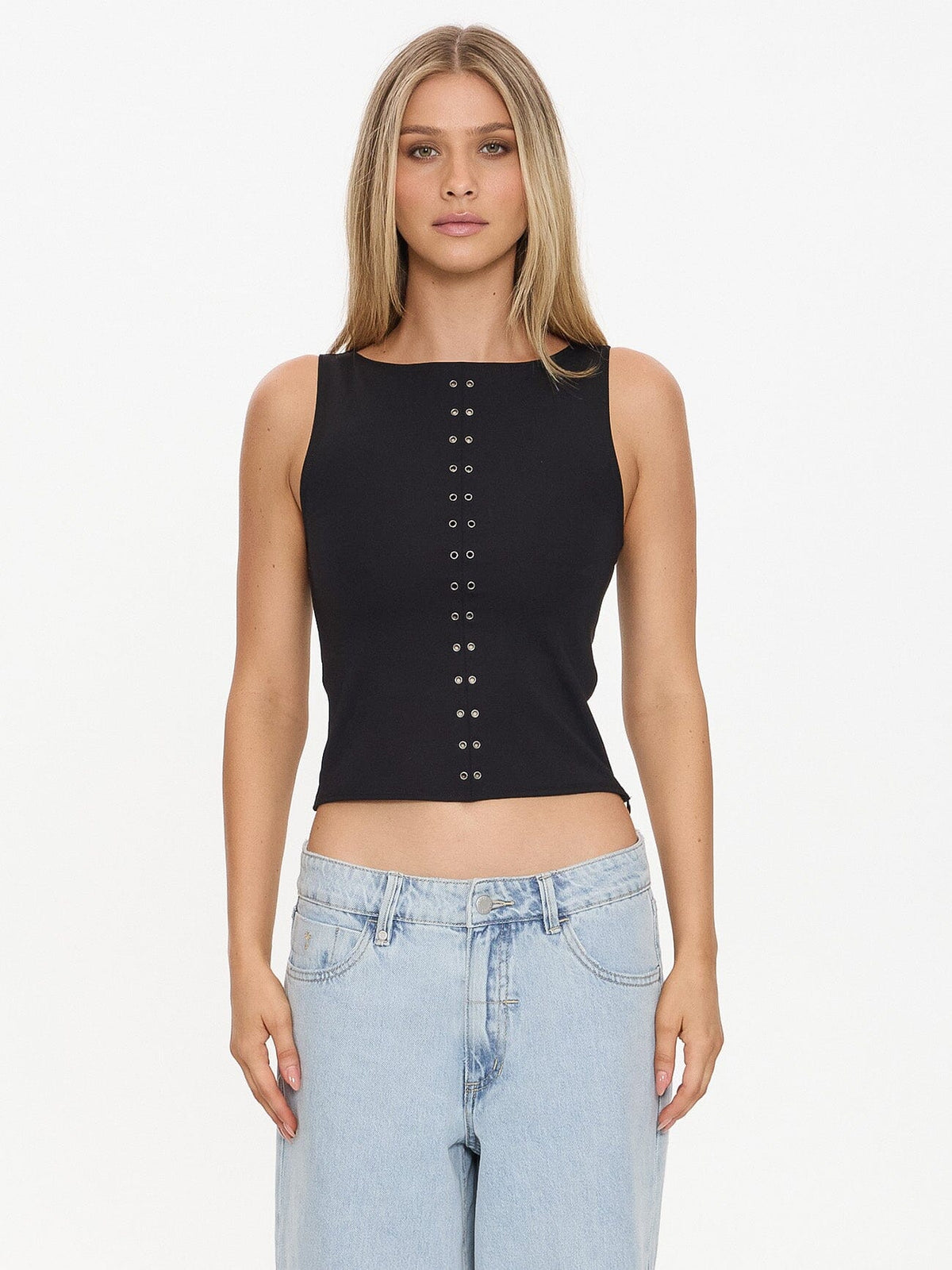 Mens Rhyde Eyelet Singlet Black - Image 7