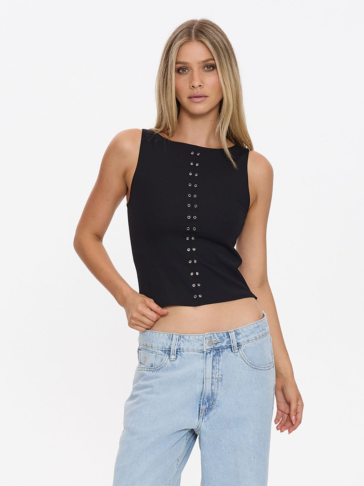 Mens Rhyde Eyelet Singlet Black - Image 1
