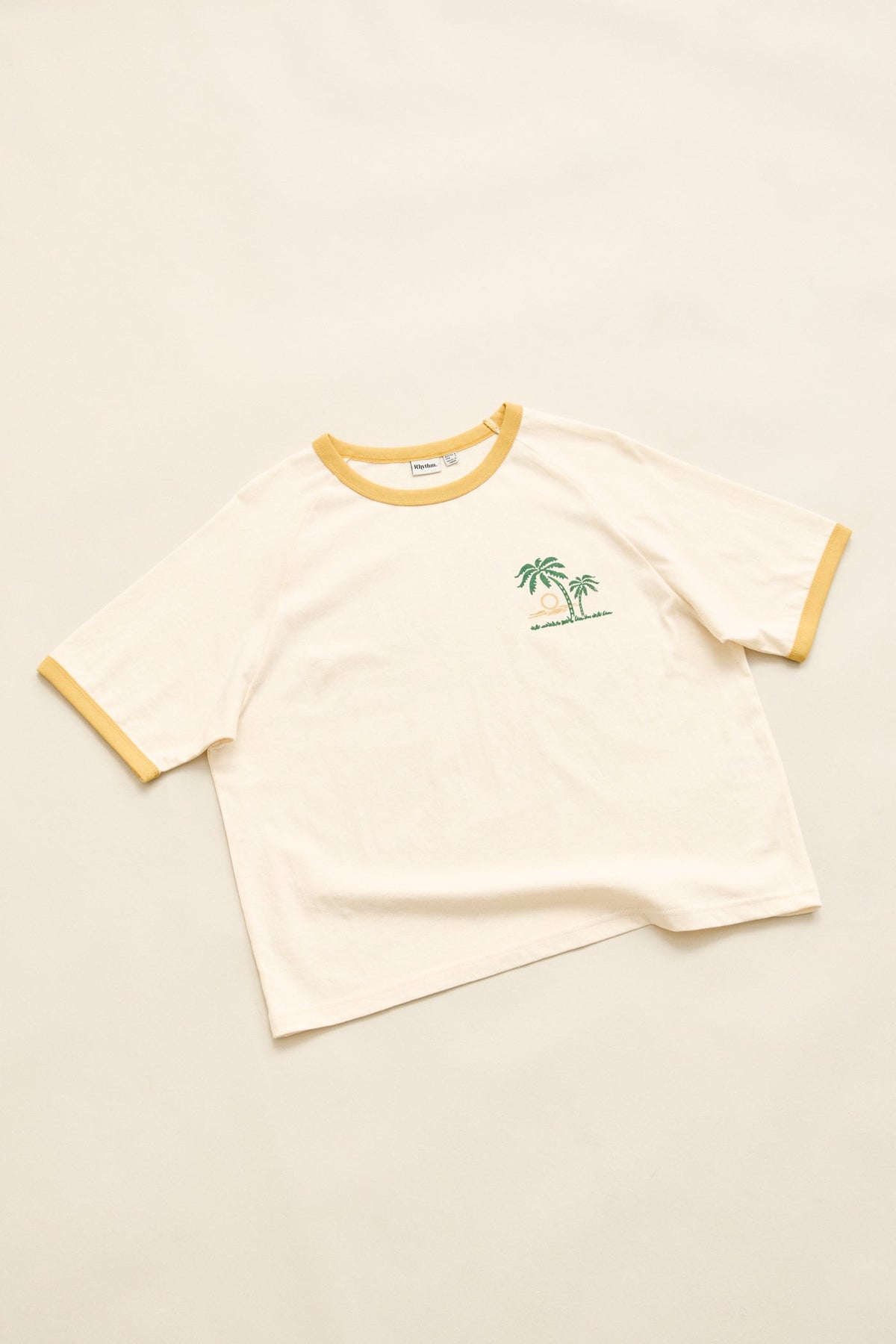 Sunset Palm Ringer Tee Cornsilk Cornsilk - Image 10